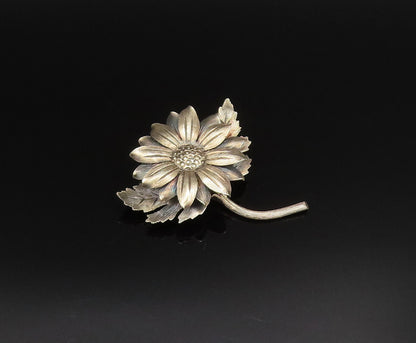 JANNA MEXICO 925 Silver  Vintage 3D Textured Sunflower Brooch Pin  BP9863
