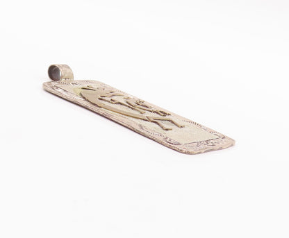 925 Sterling Silver Vintage Pendant NAVAJO Carved Trible Man Frame  PT23210