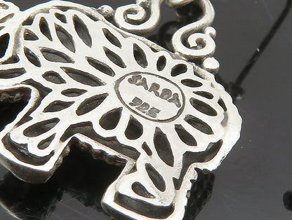 SARDA 925 Sterling Silver  Vintage Textured Elephant Dangle Earrings  EG11475