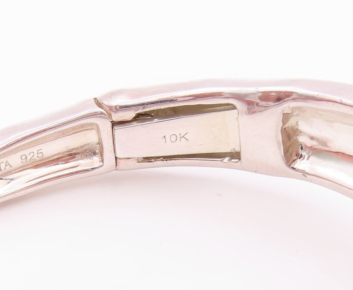 10k Gold 925 Sterling Silver Vintage Bracelet OPPOLITA Gemstone Cuff  BT11338