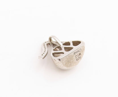 925 Sterling Silver Vintage Pendant Diamonds Inlay Kisses Chocolate  PT24403