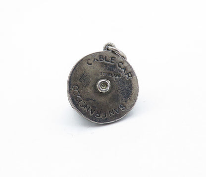925 Silver  Vintage Oxidized San Francisco Trolley Pendant (TURNS)  PT4255