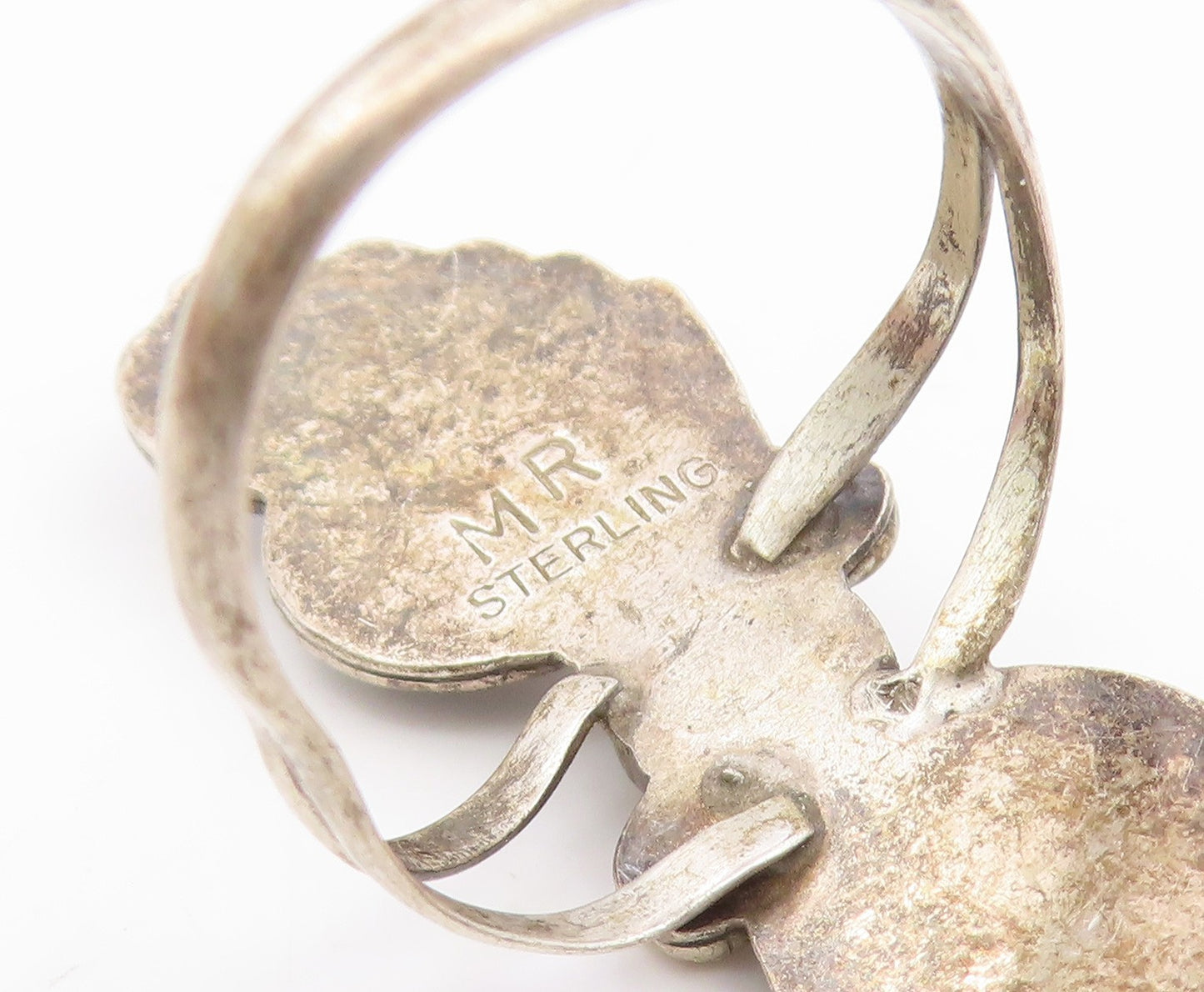 925 Sterling Silver Vintage Ring ZUNI MARY ROMERO Turquoise Leaf Sz 8.5 RG35191