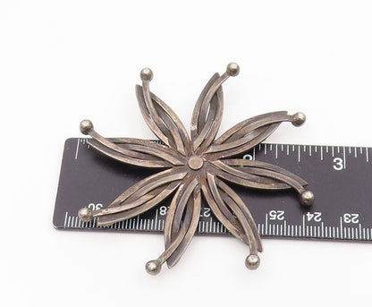 925 Sterling Silver Vintage Brooch Pin TAXCO Modernist Circular Flower  BP12405
