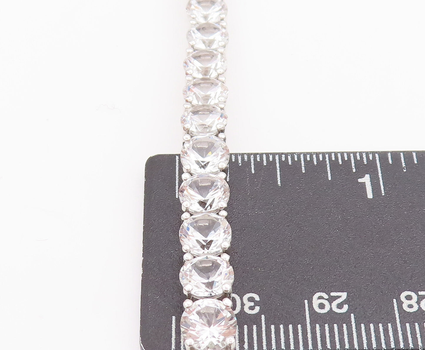 925 Sterling Silver Vintage Bracelet Round Cut Link CZ Tennis Bracelet  BT10313