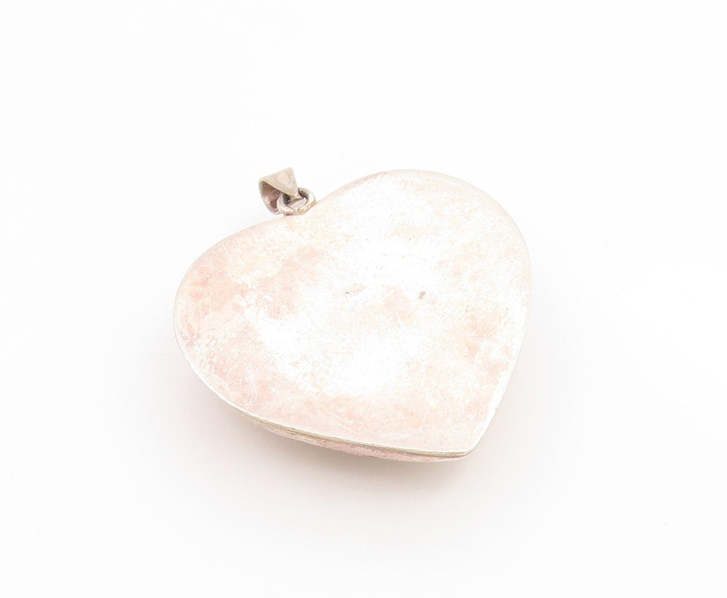 925 Sterling Silver Vintage Pendant Intricate Cutout Puffy Love Heart  PT26132