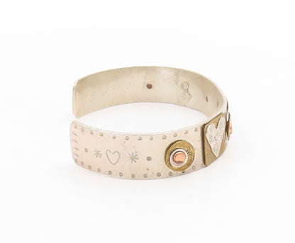 925 Sterling Silver Vintage Bracelet NAVAJO MALONEY Multi Tone Cuff  BT11786