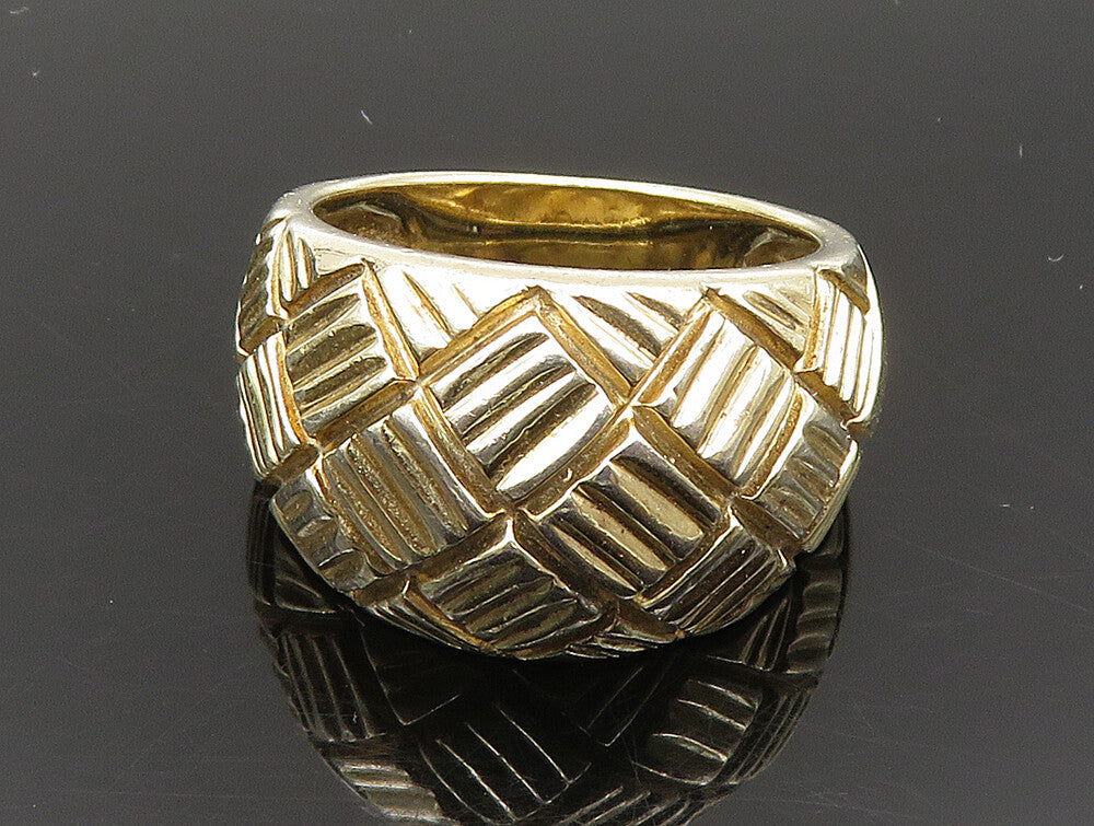 925 Sterling Silver  Vintage Shiny Diamond Pattern Dome Ring Sz 7  RG24167