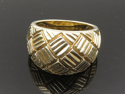 925 Sterling Silver  Vintage Shiny Diamond Pattern Dome Ring Sz 7  RG24167