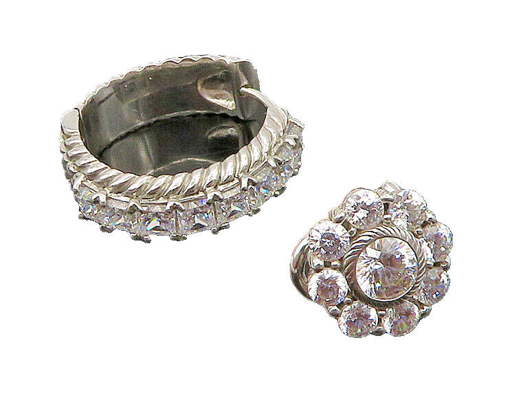 JUDITH RIPKA 925 Silver   Vintage Cubic Zirconia Lot Single Earrings  EG11323