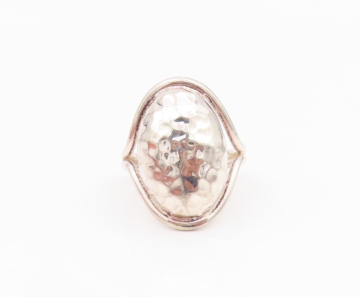 925 Sterling Silver Vintage Ring Brutalist Surface Domed Design Sz 10.5  RG33081