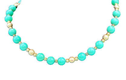 925 Sterling Silver  Vintage Jade Ball Beaded Pattern Chain Necklace  NE3155