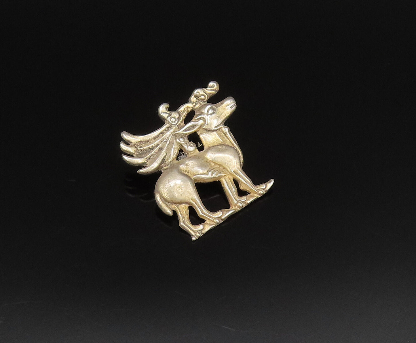 MMA 925 Sterling Silver  Vintage Royal Donkey Animal Brooch Pin  BP9857