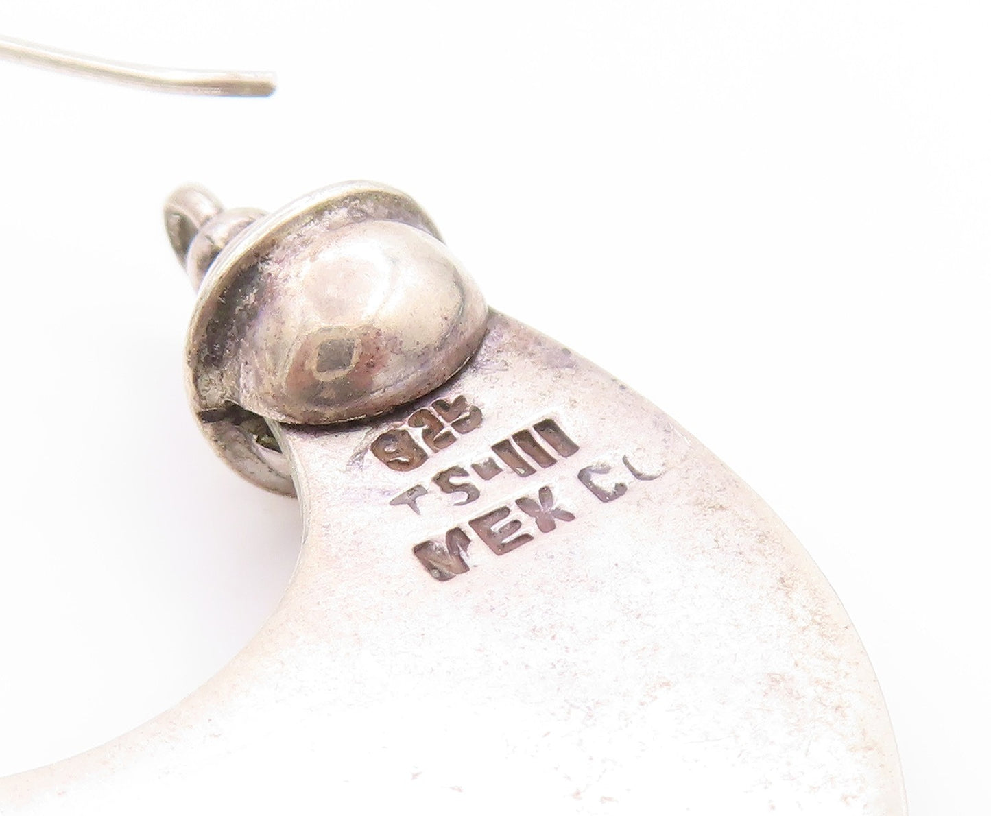 925 Sterling Silver Vintage Earrings MEXICO Designer Drop Hoops   EG13585