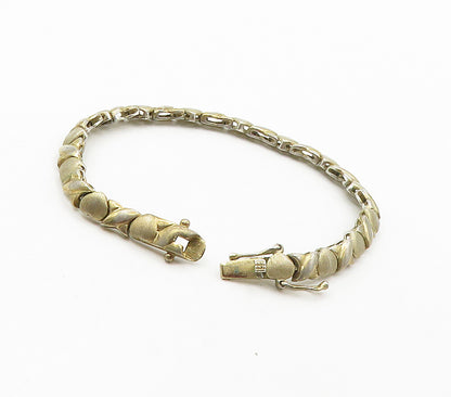925 Sterling Silver  Vintage XO Love Heart Hugs & Kisses Chain Bracelet BT6317