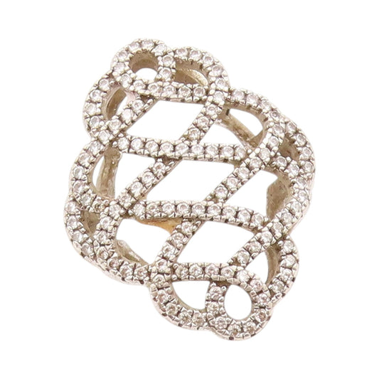 925 Sterling Silver Vintage Ring Pink & Orange Topaz Flower  Sz 4.5  RG31872