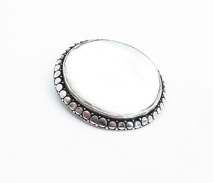 925 Sterling Silver  Vintage Mother Of Pearl Circle Pattern Brooch Pin  BP1644