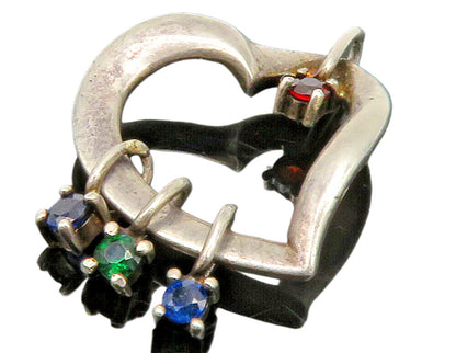 LENOX 925 Sterling Silver  Vintage Topaz & Garnet Love Heart Pendant  PT11456