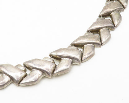 DEZAN 925 Silver  Vintage Heavy Dark Tone Hinge X Link Chain Necklace  NE2999