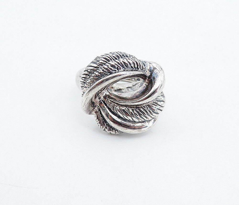 925 Sterling Silver  Vintage Shiny Etched Twist Knot Band Ring Sz 8.5  RG4865