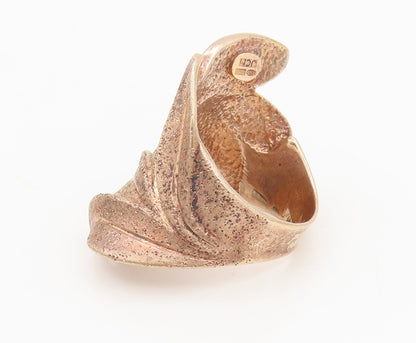JACMEL 925 Sterling Silver  Vintage Carved Sparkling Leaf Ring Sz 9.25 RG27043