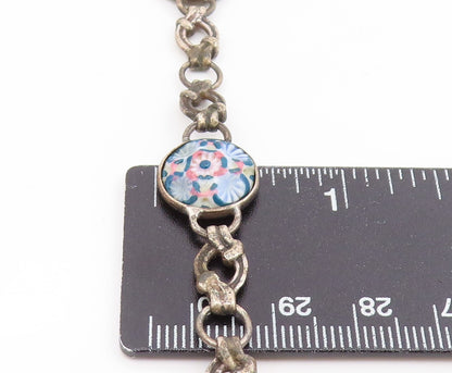 925 Sterling Silver Vintage Bracelet Antique Carved Floral Blossom Link  BT11925