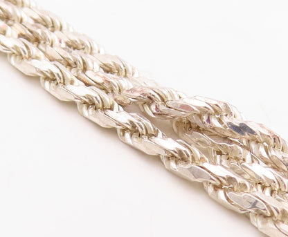 925 Sterling Silver Vintage Necklace Modernist Carved Twisted Chain  NE4335