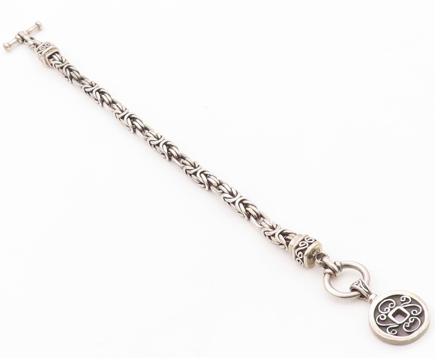 925 Sterling Silver Vintage Bracelet BALI Snail Link Carved Chain  BT10827