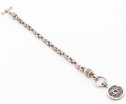 925 Sterling Silver Vintage Bracelet BALI Snail Link Carved Chain  BT10827