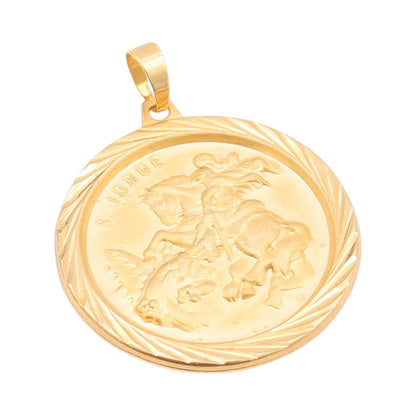 925 Sterling Silver Vintage Pendant Gold Plated Saint George On Horse  PT24294