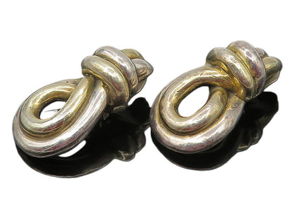 925 Sterling Silver  Vintage Knot Loop Design Non Pierce Drop Earrings  EG5872