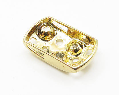 925 Sterling Silver  Topaz Accented Gold Plated Dotted Cutout Pendant  PT8390