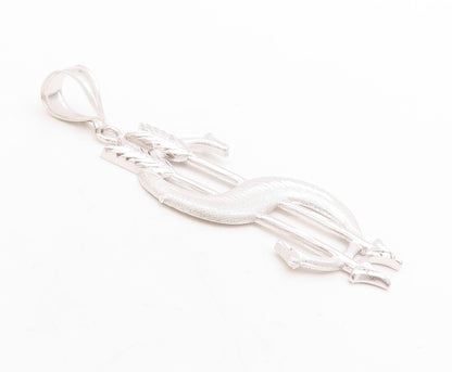 925 Sterling Silver Vintage Pendant Large Solid Cutout Dollar Symbol  PT23885