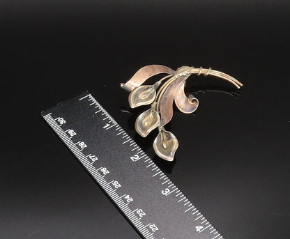 CROSBY 925 Silver  Vintage Calla Lily Flower Stem Wrapped Brooch Pin  BP10022