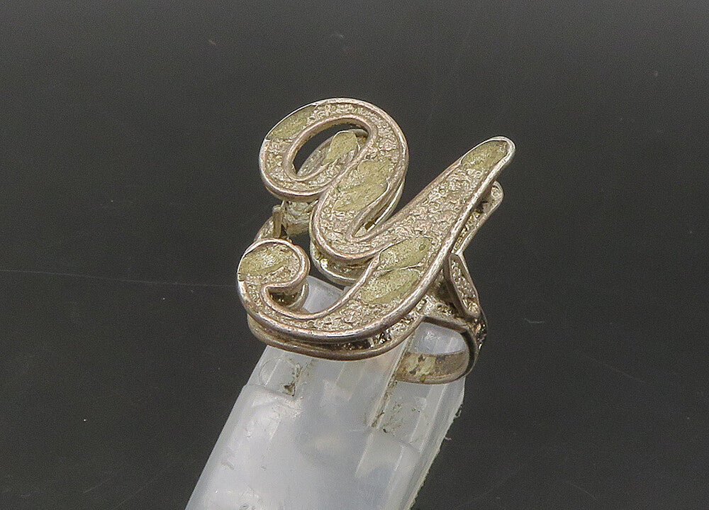 925 Sterling Silver  Vintage Rustic Letter Y Initial Band Ring Sz 7  RG21968