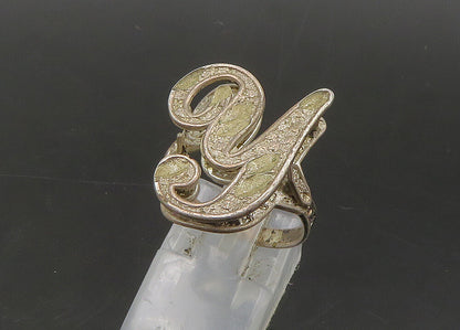 925 Sterling Silver  Vintage Rustic Letter Y Initial Band Ring Sz 7  RG21968