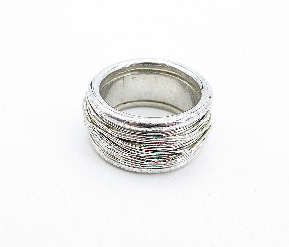 DESIGNER 925 Silver  Vintage Topaz Interlaced Wire Band Ring Sz 6  RG4690