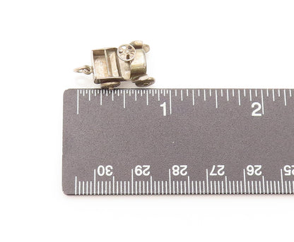 925 Sterling Silver  Vintage Mini 3D Carved Open Retro Car Pendant  PT22229