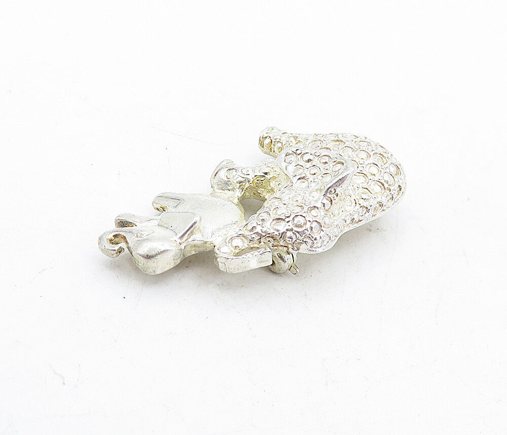 MEXICO 925 Sterling Silver  Vintage Mom & Baby Elephant Brooch Pin  BP1896