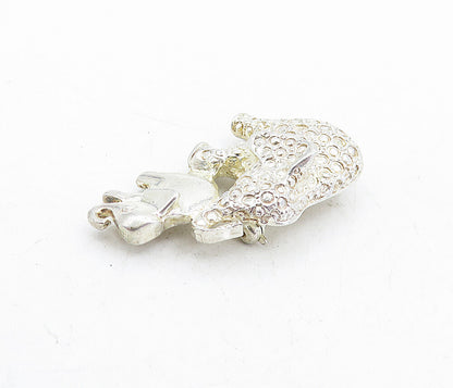 MEXICO 925 Sterling Silver  Vintage Mom & Baby Elephant Brooch Pin  BP1896