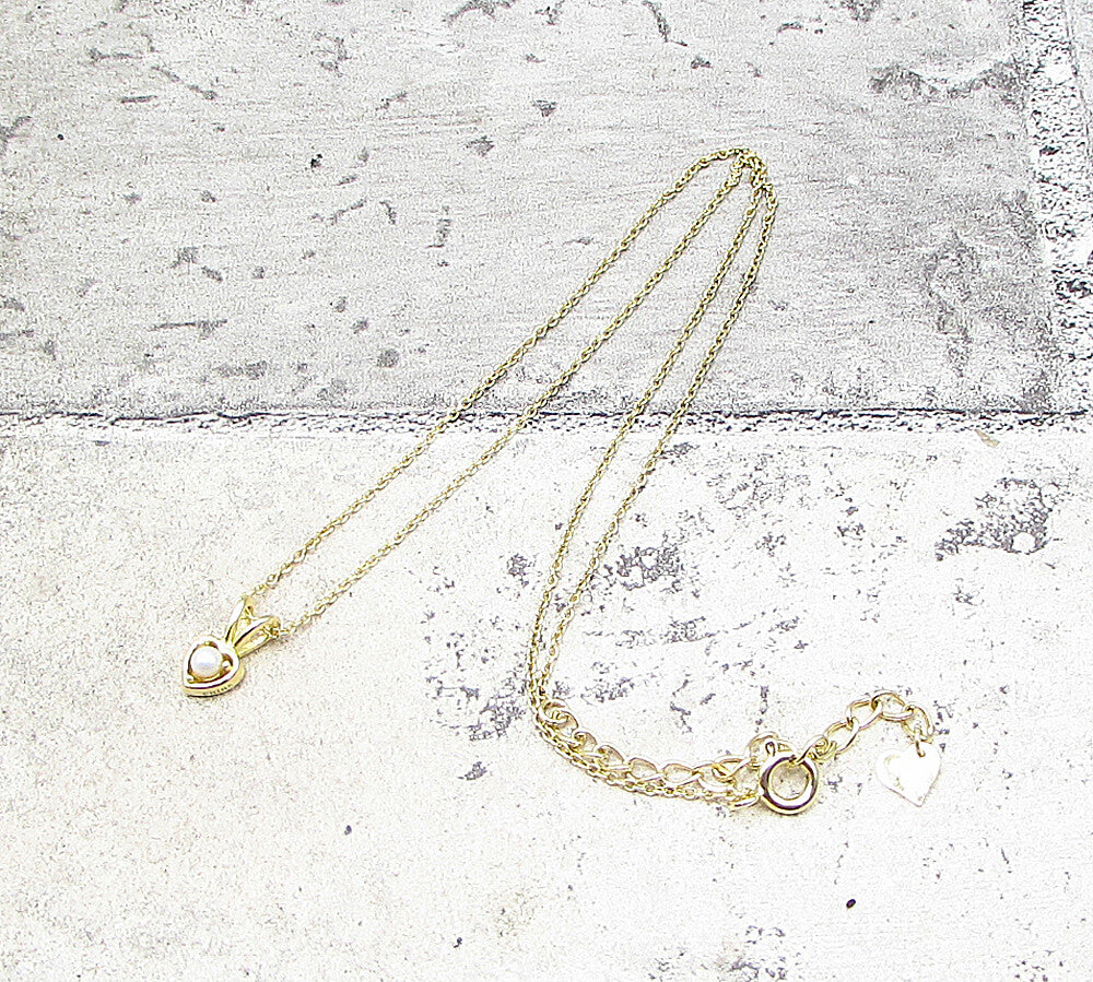 Gold Over 925 Sterling Silver  Pearl Love Heart Slider Pendant & Chain  PT1459
