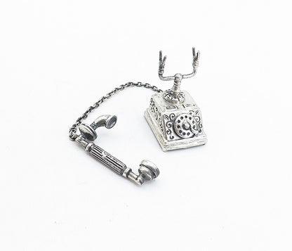 MEDUSA 925 Silver  Vintage Antique Old Fashioned Telephone Ornament  TR1127
