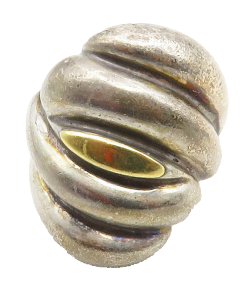 925 Sterling Silver & 14K GOLD  Vintage Two Tone Fluted Band Ring Sz 6 RG13147