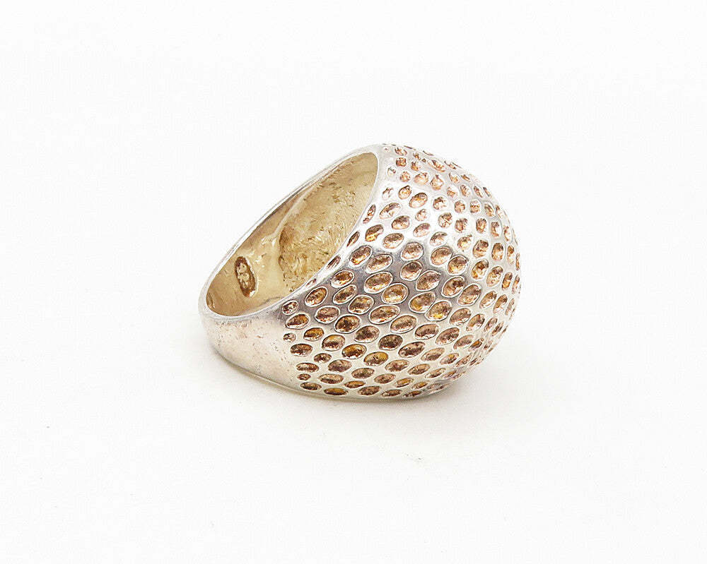 925 Sterling Silver  Vintage Shiny Dotted Dome Band Ring Sz 7  RG17425