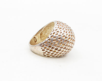 925 Sterling Silver  Vintage Shiny Dotted Dome Band Ring Sz 7  RG17425