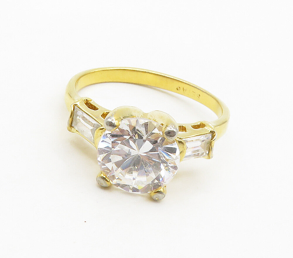 SETA 925 Sterling Silver  Cubic Zirconia Gold Plated Band Ring Sz 10  RG15773