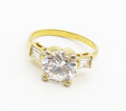 SETA 925 Sterling Silver  Cubic Zirconia Gold Plated Band Ring Sz 10  RG15773