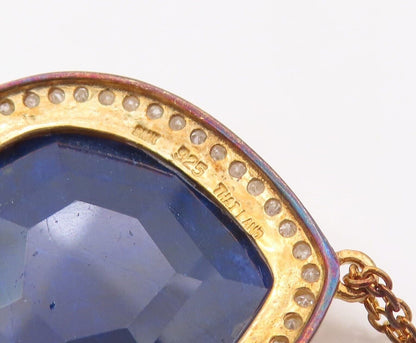 925 Sterling Silver Vintage Bracelet Gold Plated Gemstone & Diamonds BT10724