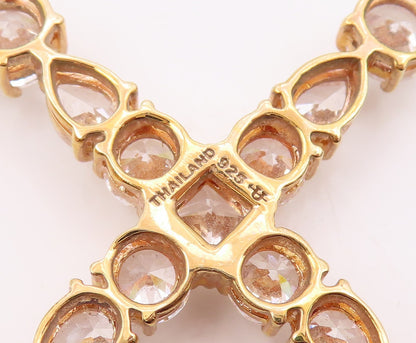 925 Sterling Silver  Vintage Cubic Zirconia Religious Cross Pendant  PT17575