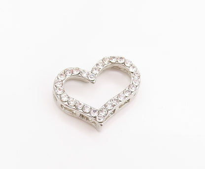 925 Sterling Silver Vintage Pendant Sparkling CZ Love Heart Outline  PT24959